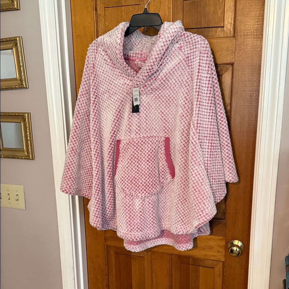 Laura Ashley Pink and White Textured Poncho